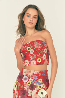 ENDLESS ROSE - Endless Rose - Floral Embroidered Strapless Top - TOPS available at Objectrare