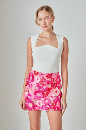 ENDLESS ROSE - Floral Embroidered Skirt - SKIRTS available at Objectrare