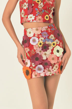 ENDLESS ROSE - Floral Embroidered Skirt - SKIRTS available at Objectrare