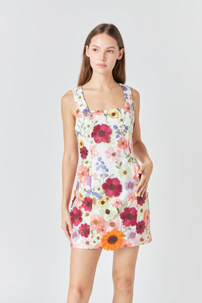 ENDLESS ROSE - Floral Embroidered Mini Dress - DRESSES available at Objectrare