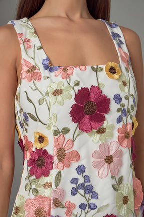 Floral Embroidered Mini Dress Floral Embroidered Mini Dress