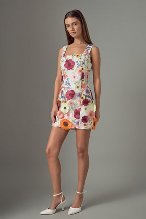 ENDLESS ROSE - Floral Embroidered Mini Dress - DRESSES available at Objectrare