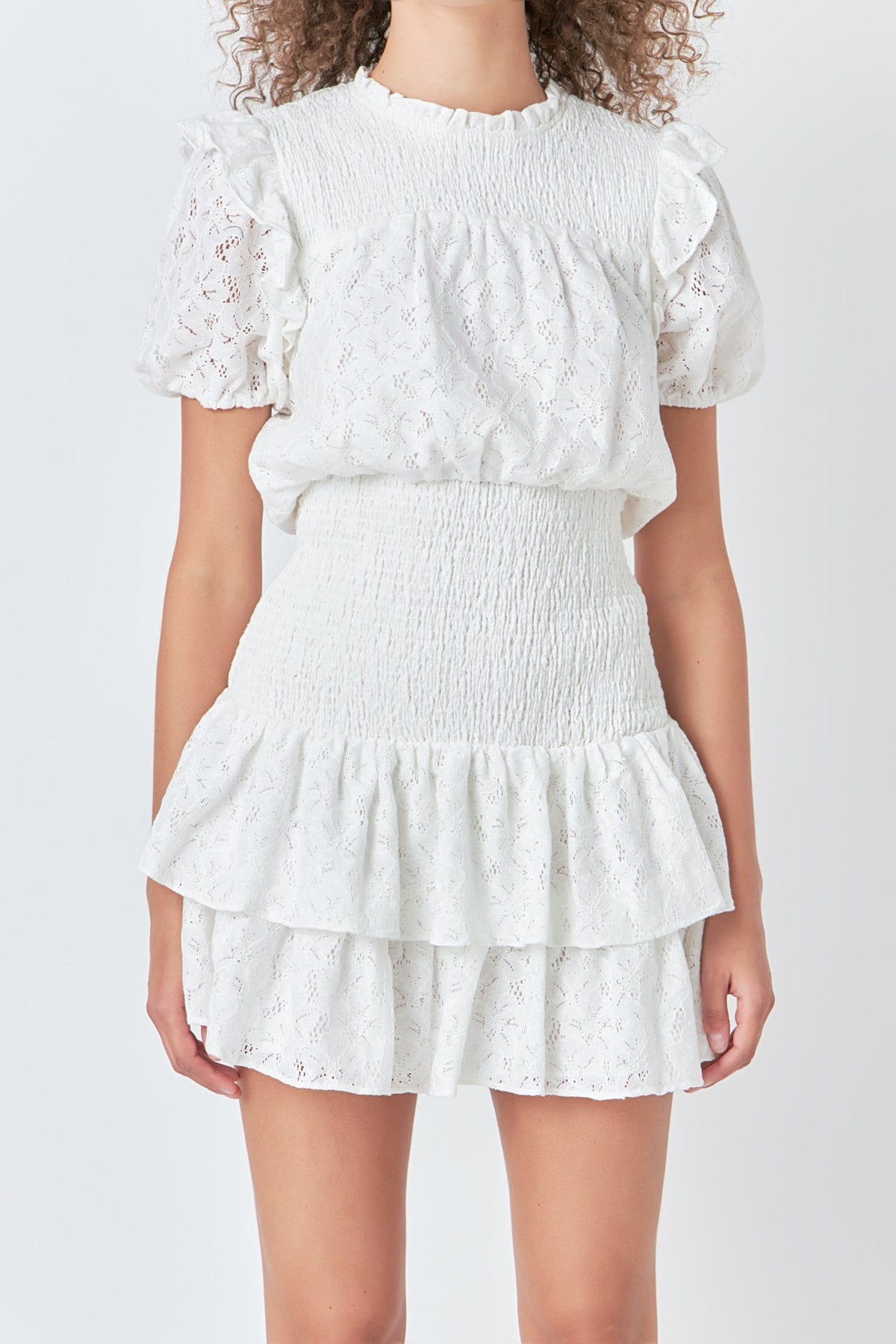 ENDLESS ROSE - Endless Rose - Smocked Lace Mini Dress - DRESSES available at Objectrare