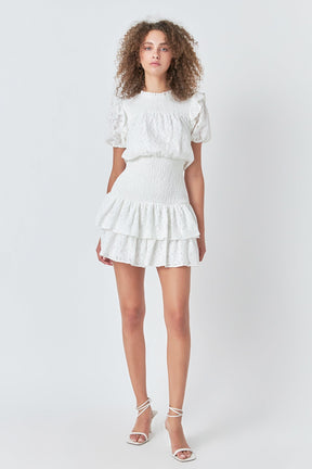 ENDLESS ROSE - Smocked Lace Mini Dress - DRESSES available at Objectrare