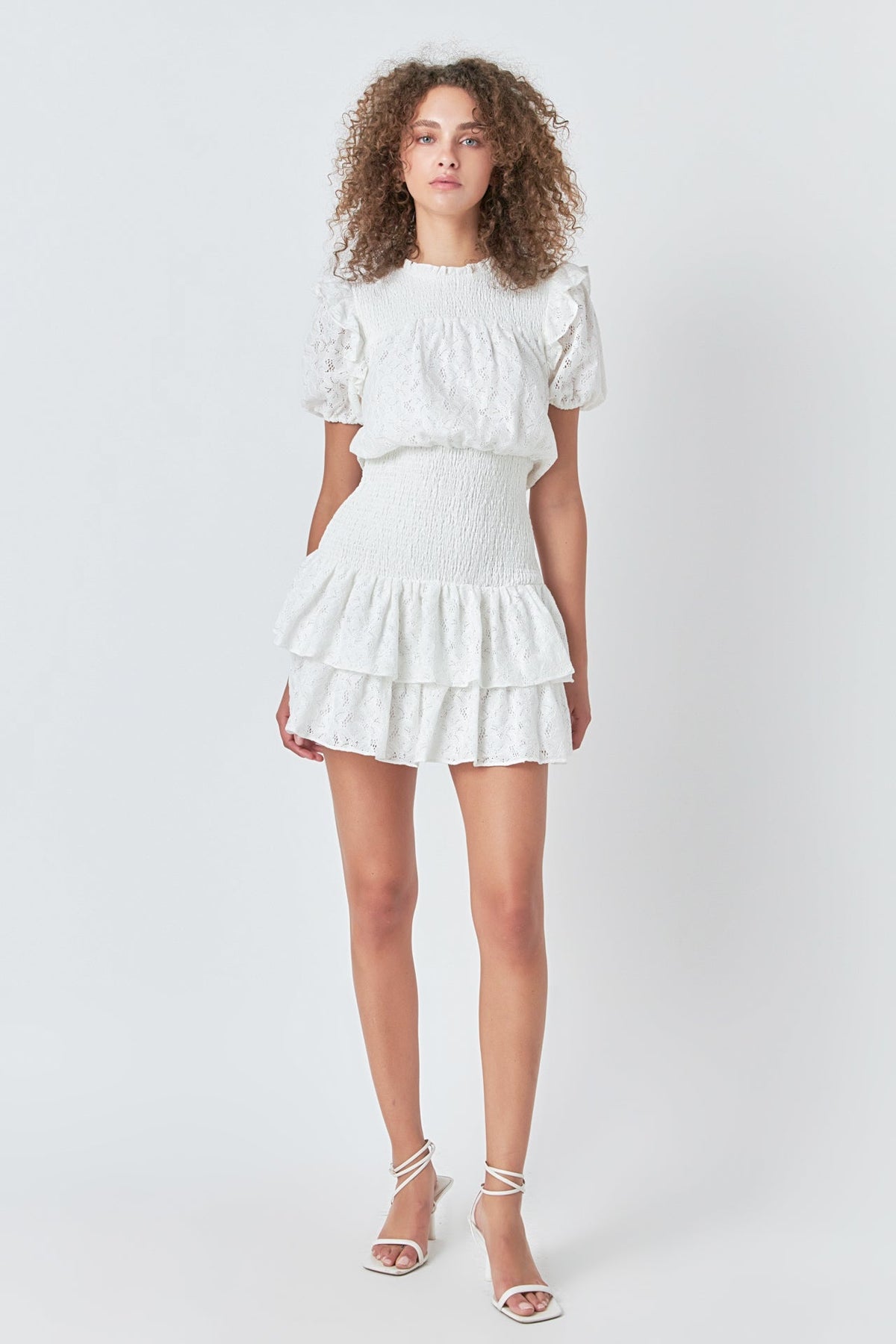 ENDLESS ROSE - Smocked Lace Mini Dress - DRESSES available at Objectrare