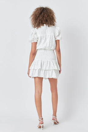 ENDLESS ROSE - Smocked Lace Mini Dress - DRESSES available at Objectrare