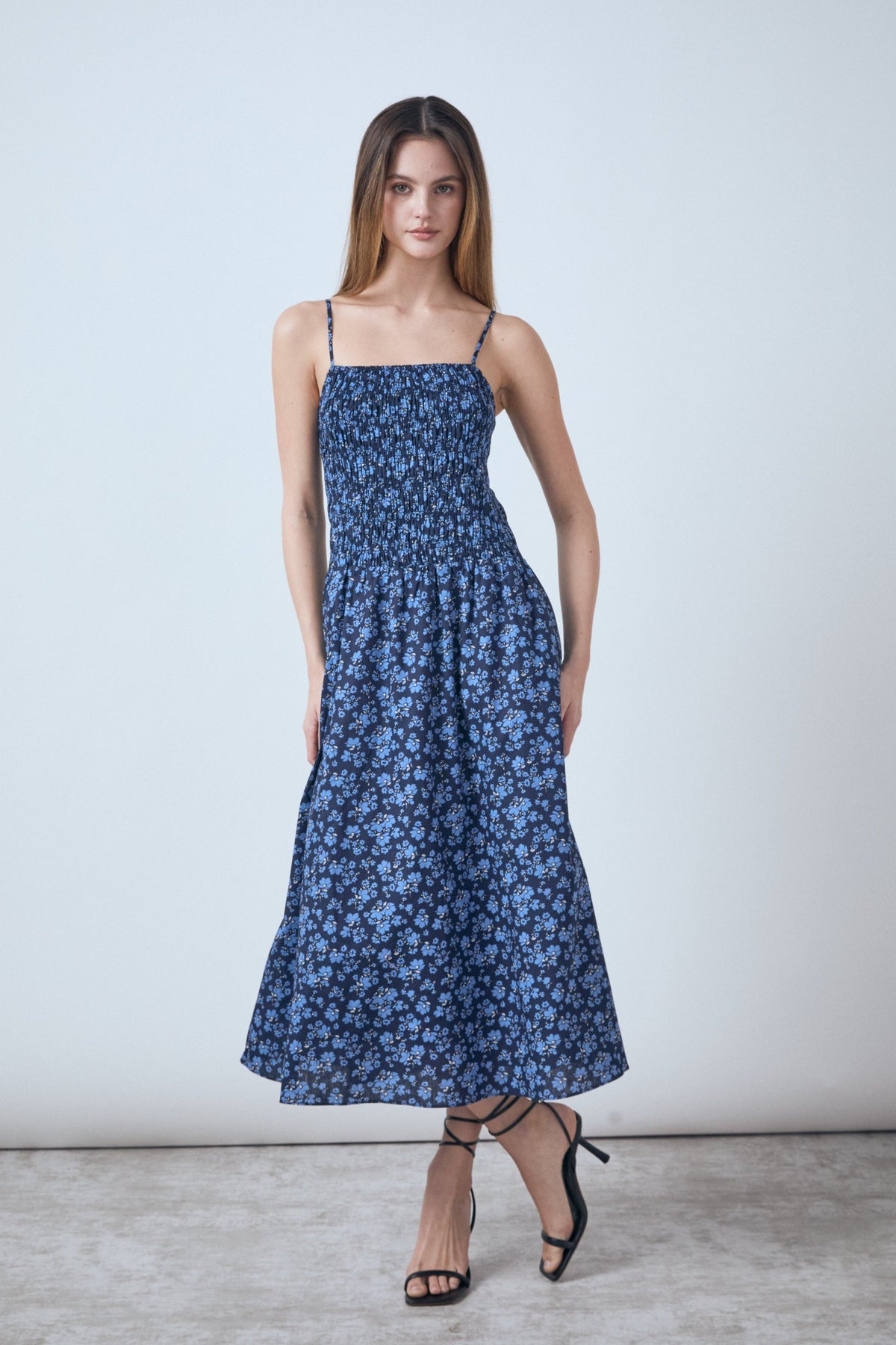 ENGLISH FACTORY - Floral Print Smocked Midi Dress - DRESSES available at Objectrare