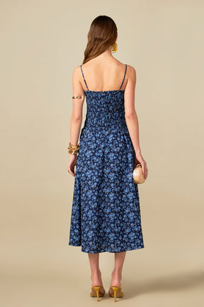 ENGLISH FACTORY - Floral Print Smocked Midi Dress - DRESSES available at Objectrare
