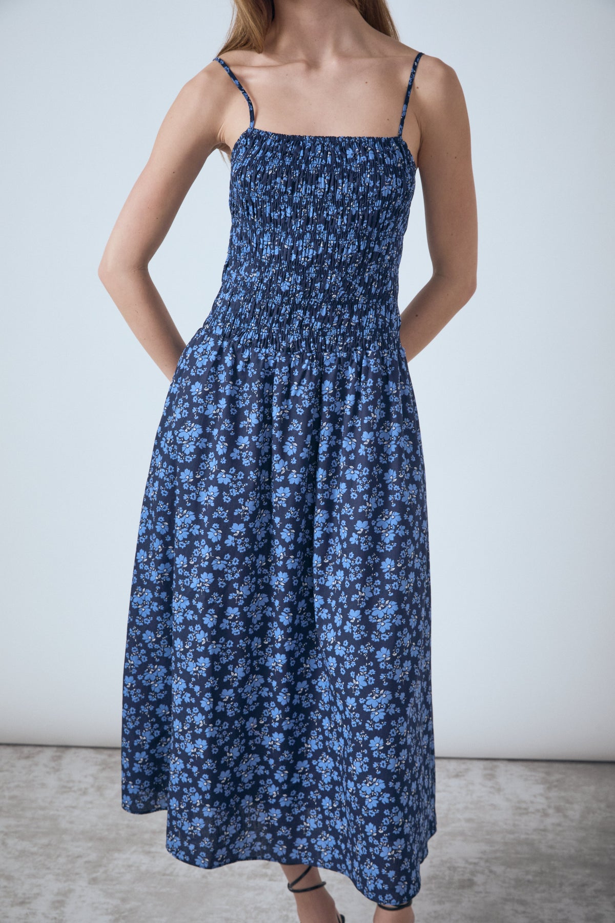 ENGLISH FACTORY - Floral Print Smocked Midi Dress - DRESSES available at Objectrare