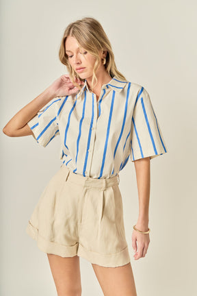 ENGLISH FACTORY - Striped Short Sleeve Top - TOPS available at Objectrare