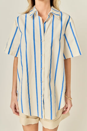 ENGLISH FACTORY - Striped Short Sleeve Top - TOPS available at Objectrare