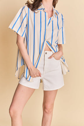 ENGLISH FACTORY - Striped Short Sleeve Top - TOPS available at Objectrare