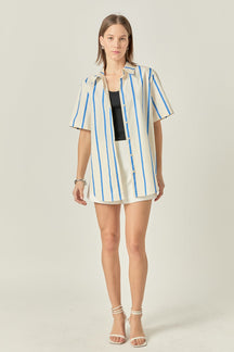 ENGLISH FACTORY - Striped Short Sleeve Top - TOPS available at Objectrare