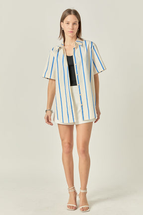 ENGLISH FACTORY - Striped Short Sleeve Top - TOPS available at Objectrare