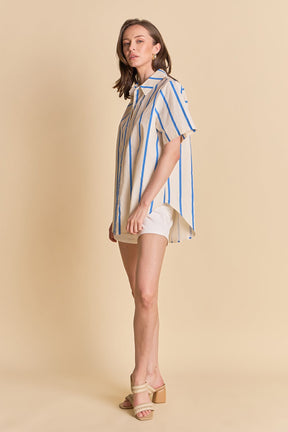 ENGLISH FACTORY - Striped Short Sleeve Top - TOPS available at Objectrare