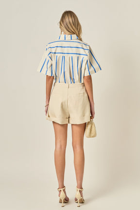 ENGLISH FACTORY - Striped Short Sleeve Top - TOPS available at Objectrare