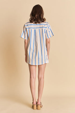 ENGLISH FACTORY - Striped Short Sleeve Top - TOPS available at Objectrare