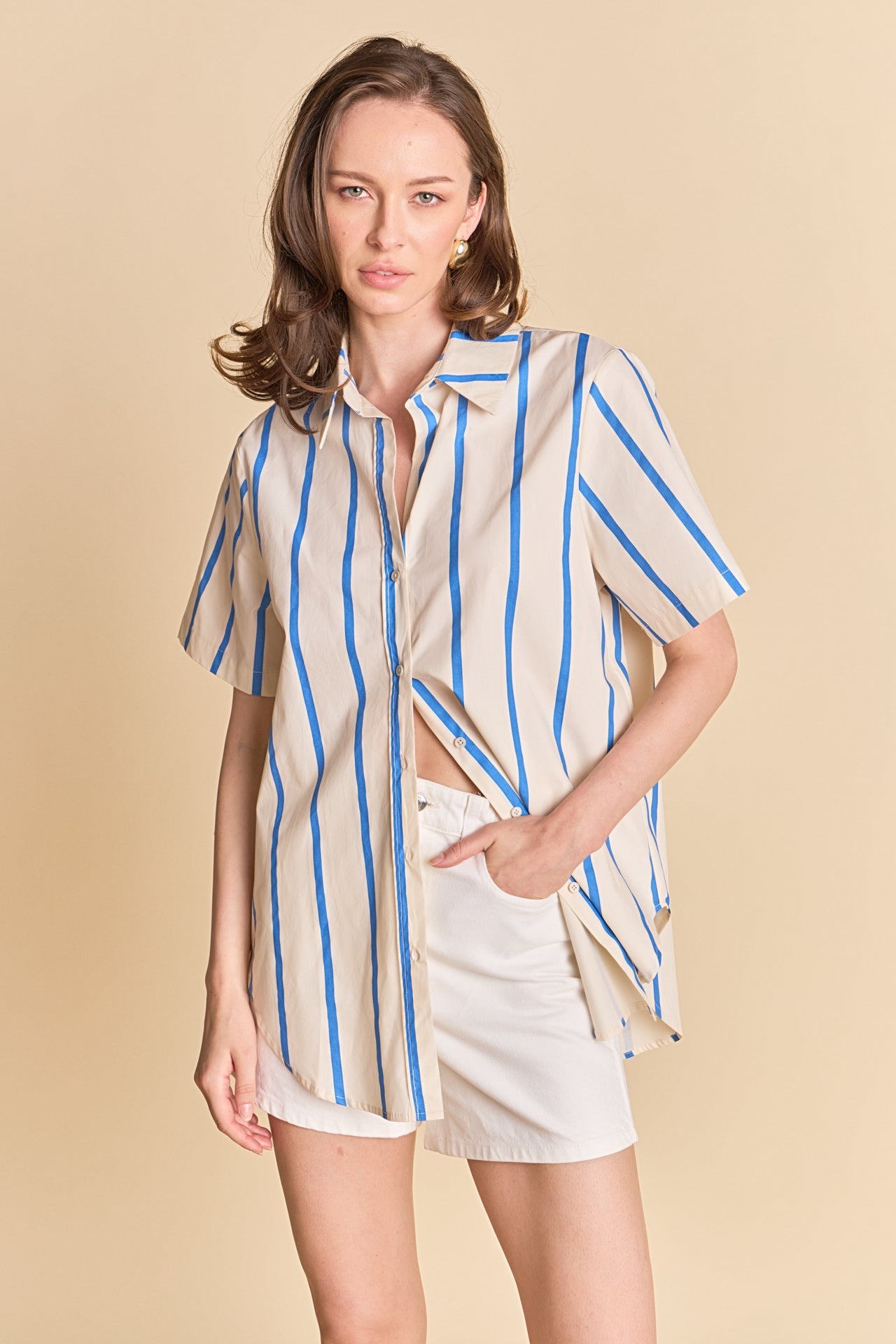 ENGLISH FACTORY - Striped Short Sleeve Top - TOPS available at Objectrare
