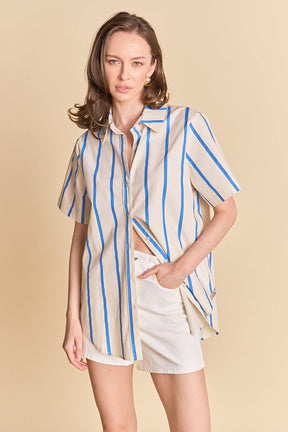 ENGLISH FACTORY - Striped Short Sleeve Top - TOPS available at Objectrare