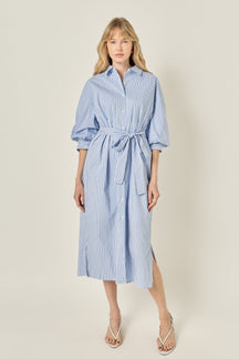 Striped Collared Midi Dress