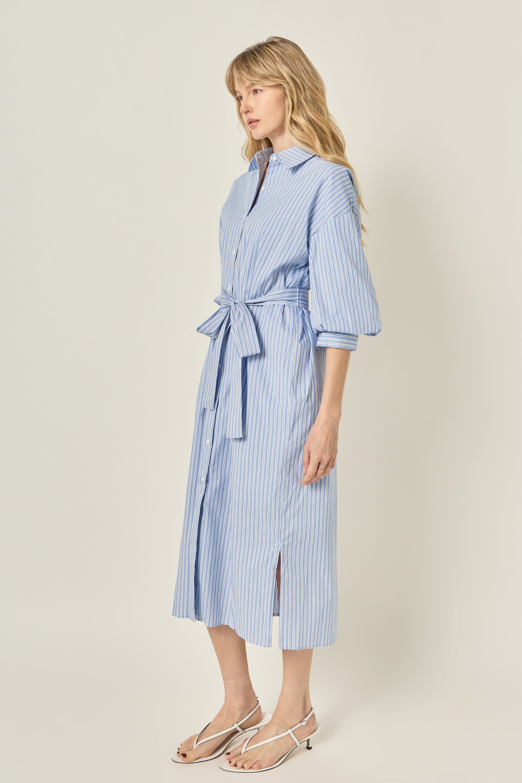 Striped Collared Midi Dress