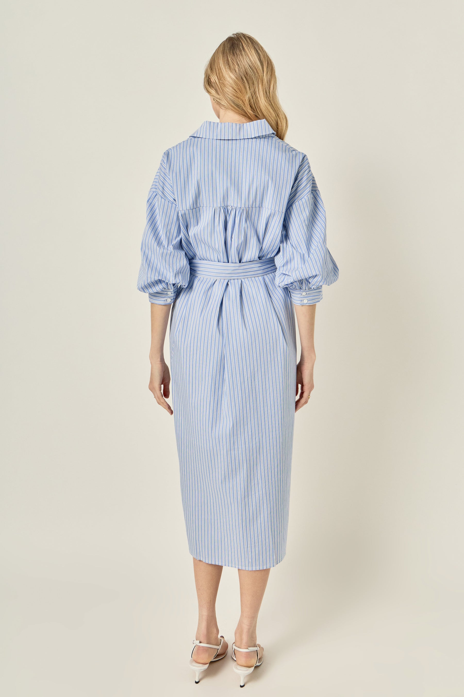 Striped Collared Midi Dress