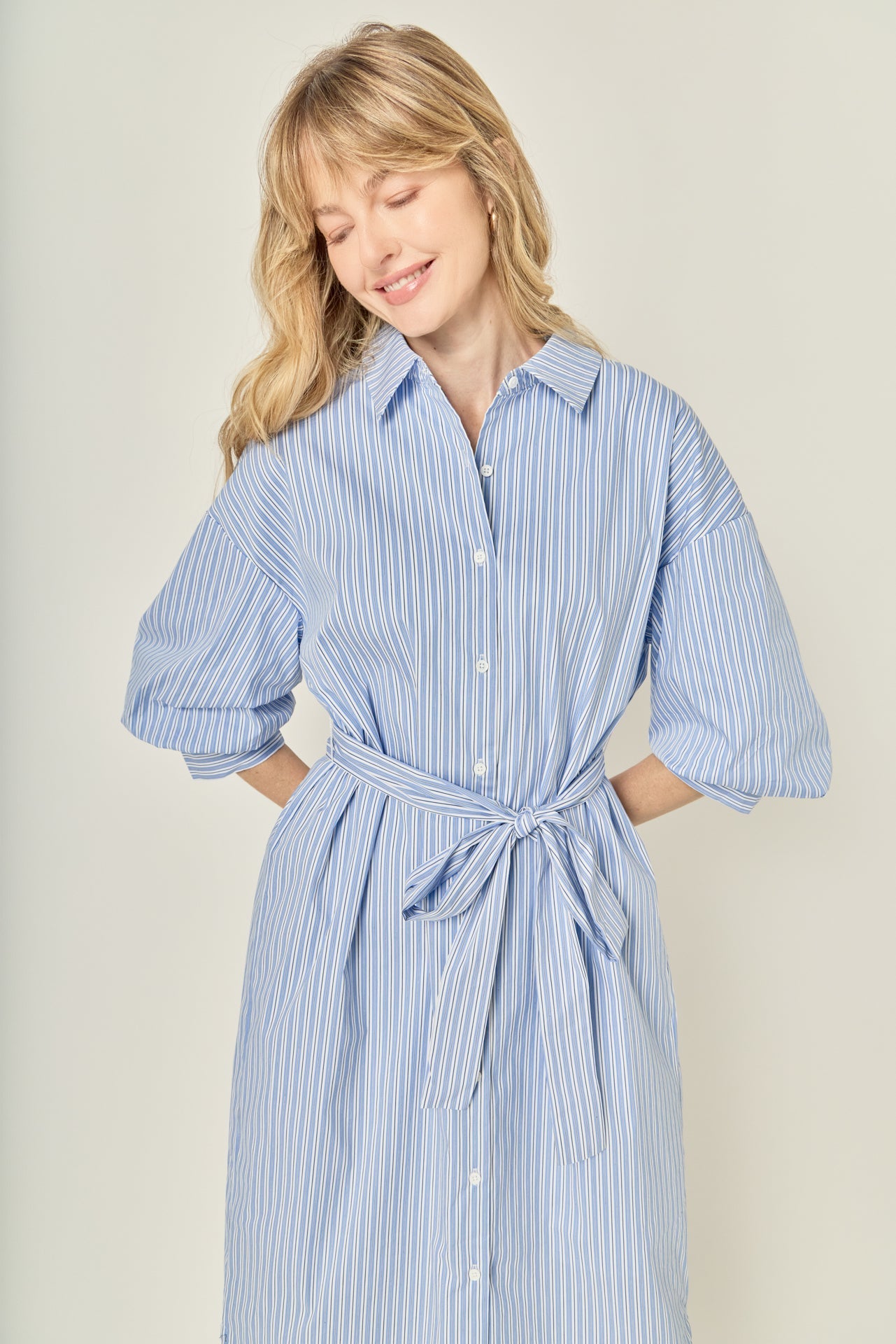 Striped Collared Midi Dress