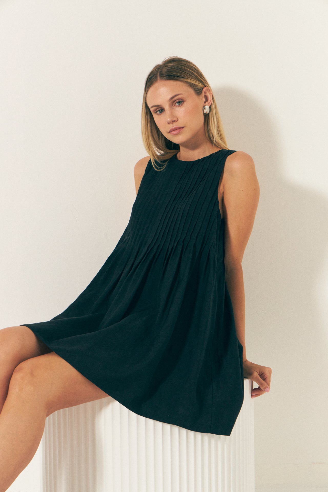 ENDLESS ROSE - Pintuck Voluminous Mini Dress - DRESSES available at Objectrare