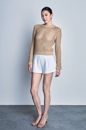 ENDLESS ROSE - Sequined Knit Long Sleeve Top - TOPS available at Objectrare
