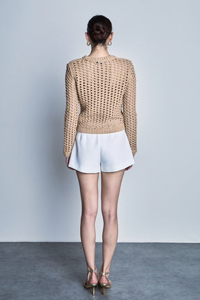 ENDLESS ROSE - Sequined Knit Long Sleeve Top - TOPS available at Objectrare