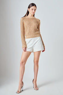 ENDLESS ROSE - Sequins Knit Long Sleeve Top - TOPS available at Objectrare