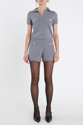 Knit Short Sleeve Sweater