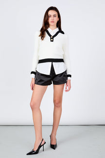 ENDLESS ROSE - Knit Collared Contrast Sweater - SWEATERS & KNITS available at Objectrare