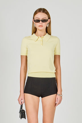 Collared Short Sleeve Sweater