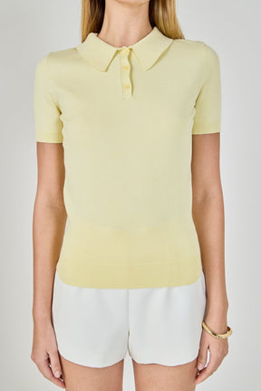 ENDLESS ROSE - Collared Short Sleeve Sweater - SWEATERS & KNITS available at Objectrare