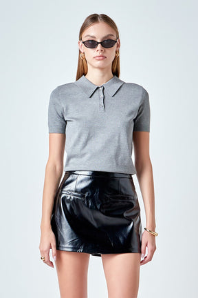 ENDLESS ROSE - Collared Short Sleeve Sweater - SWEATERS & KNITS available at Objectrare