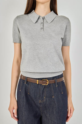 ENDLESS ROSE - Collared Short Sleeve Sweater - SWEATERS & KNITS available at Objectrare