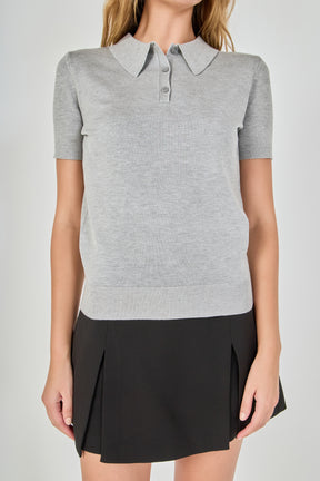 ENDLESS ROSE - Collared Short Sleeve Sweater - SWEATERS & KNITS available at Objectrare