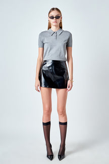 ENDLESS ROSE - Collared Short Sleeve Sweater - SWEATERS & KNITS available at Objectrare