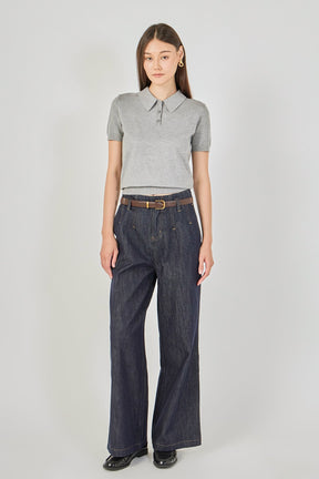 ENDLESS ROSE - Collared Short Sleeve Sweater - SWEATERS & KNITS available at Objectrare