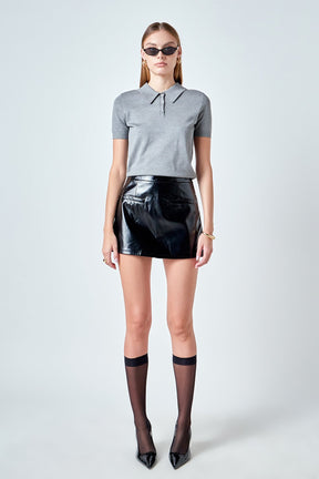 ENDLESS ROSE - Collared Short Sleeve Sweater - SWEATERS & KNITS available at Objectrare