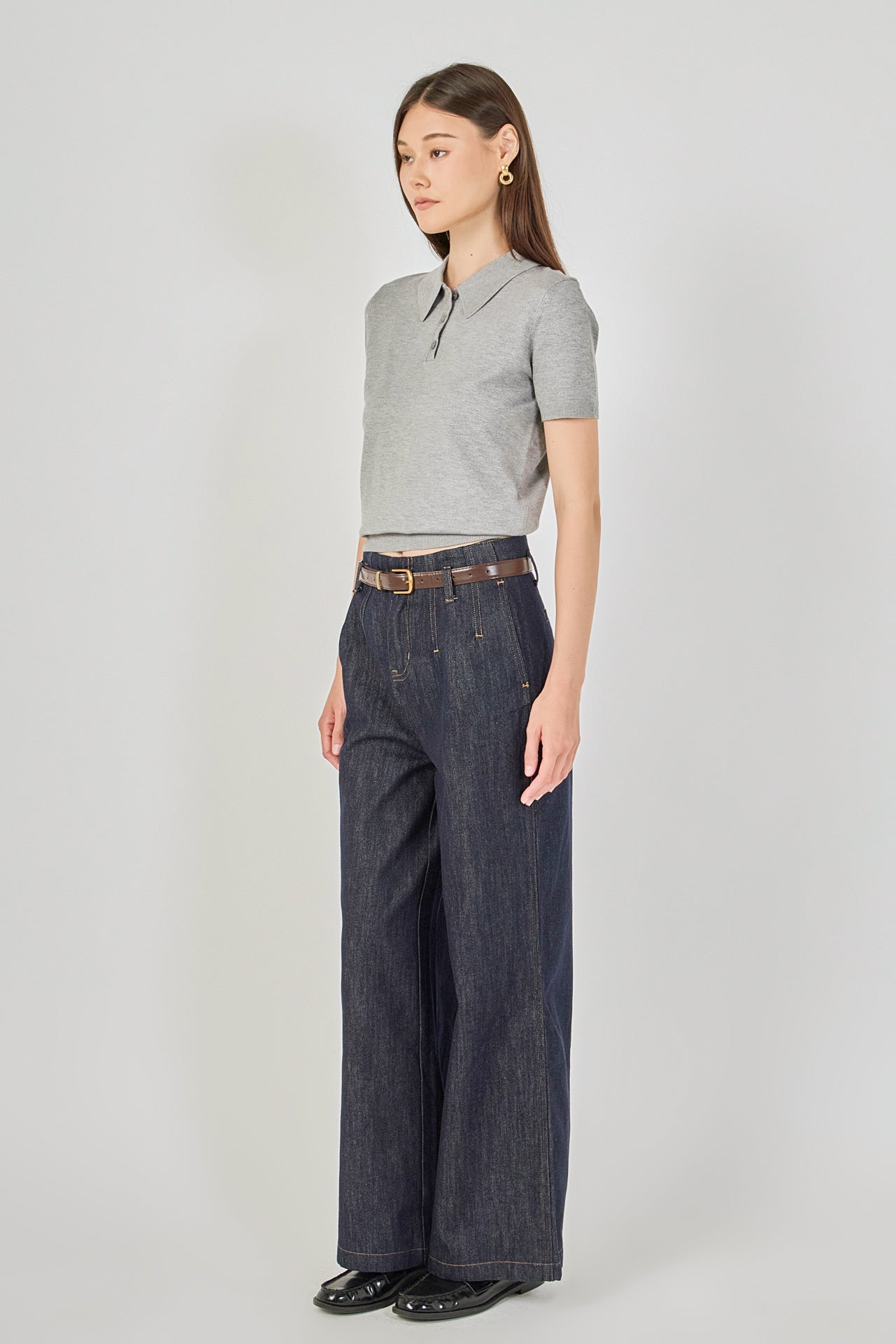 ENDLESS ROSE - Collared Short Sleeve Sweater - SWEATERS & KNITS available at Objectrare