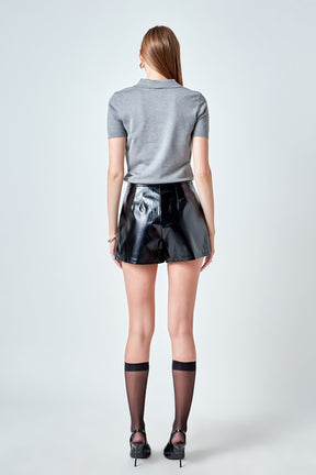 ENDLESS ROSE - Collared Short Sleeve Sweater - SWEATERS & KNITS available at Objectrare