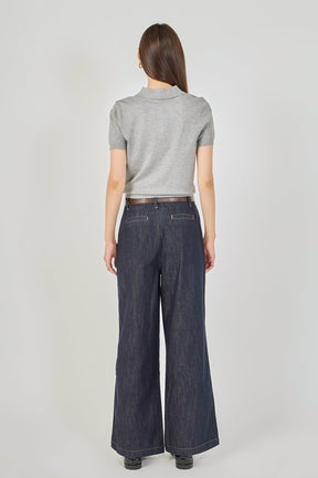 ENDLESS ROSE - Collared Short Sleeve Sweater - SWEATERS & KNITS available at Objectrare