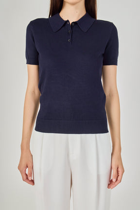ENDLESS ROSE - Collared Short Sleeve Sweater - SWEATERS & KNITS available at Objectrare
