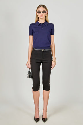 ENDLESS ROSE - Collared Short Sleeve Sweater - SWEATERS & KNITS available at Objectrare