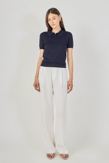 ENDLESS ROSE - Collared Short Sleeve Sweater - SWEATERS & KNITS available at Objectrare