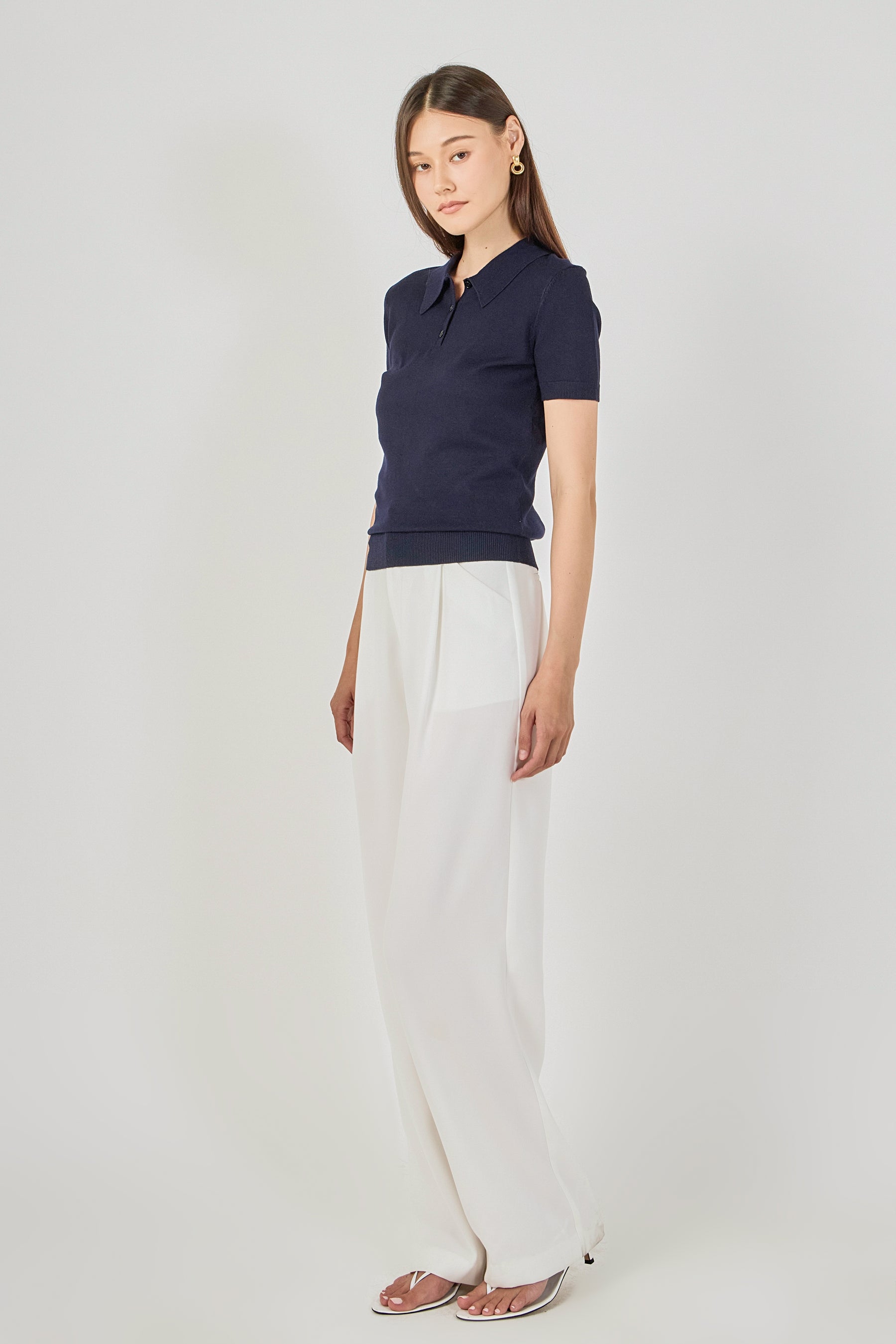 ENDLESS ROSE - Collared Short Sleeve Sweater - SWEATERS & KNITS available at Objectrare