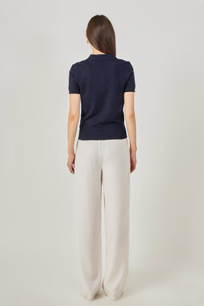ENDLESS ROSE - Collared Short Sleeve Sweater - SWEATERS & KNITS available at Objectrare