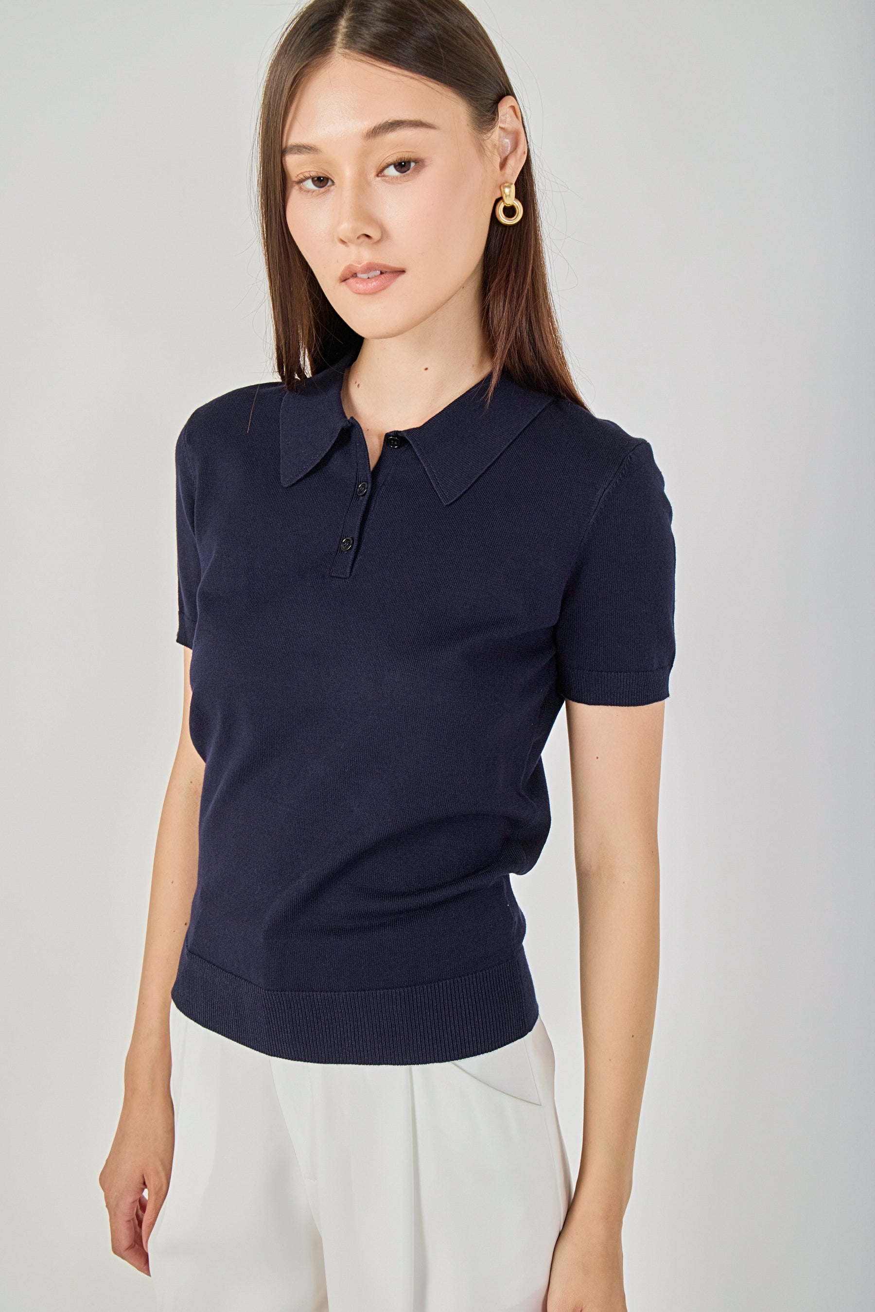 ENDLESS ROSE - Collared Short Sleeve Sweater - SWEATERS & KNITS available at Objectrare
